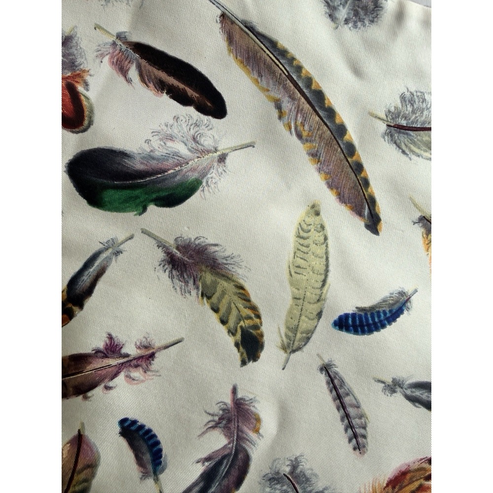 Hermès Feather Plume Print Silk & Cashmere Double-Sided Stole Scarf Vintage 90's - Picture 3 of 11